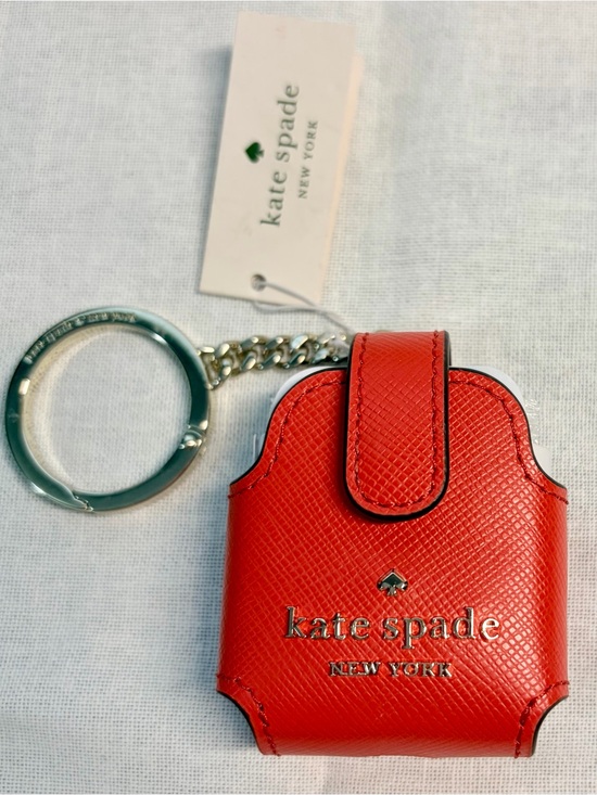 kate spade Accessories - kate spade Red Saffiano Leather Key & Card Holder Keychain